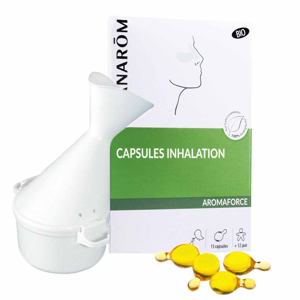 Pranarôm Aromaforce Inalazione bio 15 capsule + 1 inalatore in omaggio Pulisce il naso 1 inalatore + 15 capsule