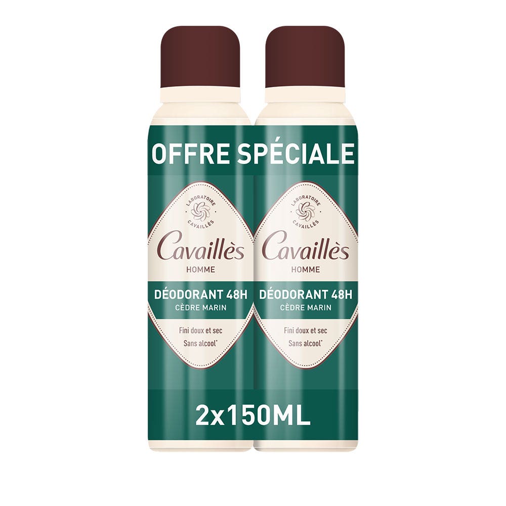 Cavaillès Deodorante uomo 48H Freschezza Spray 2x150ml