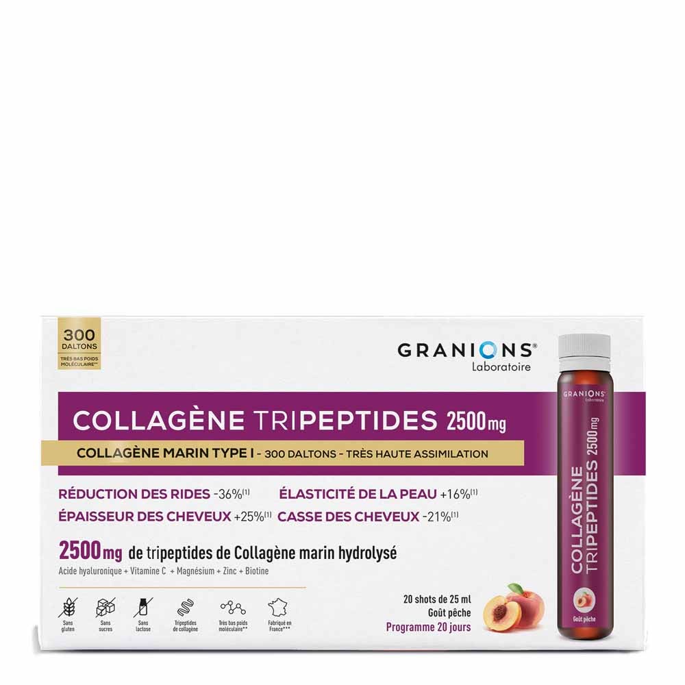 Granions Collagene tripeptidi 2500 mg pesca per pelle e capelli 20 dosi