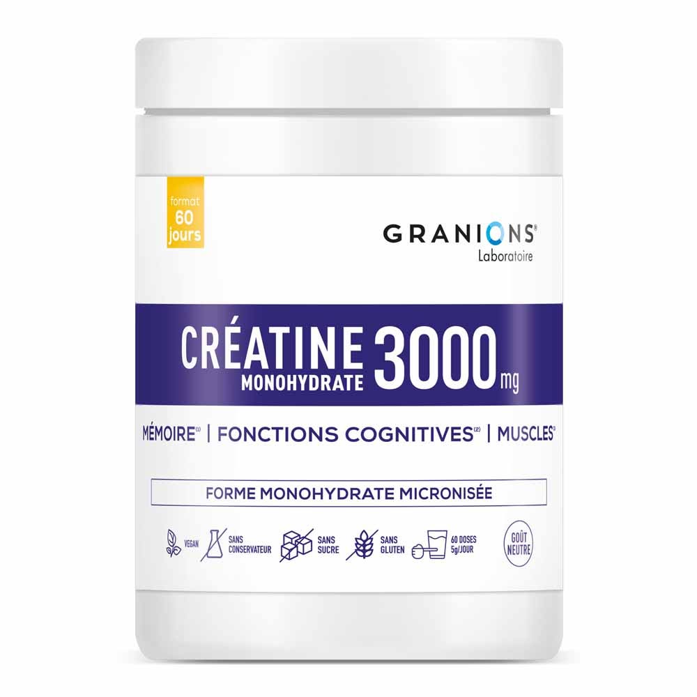Granions Creatina 3000 monoidrato in polvere gusto neutro per memoria e muscoli 300 g