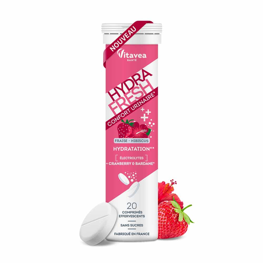 Vitavea Santé Idratazione comfort urinario con fragola, ibisco, mirtillo rosso e bardana 20 compresse effervescenti