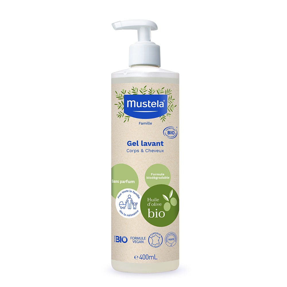 Mustela Gel lavante all'olio d'oliva Bio per tutta la famiglia 400 ml