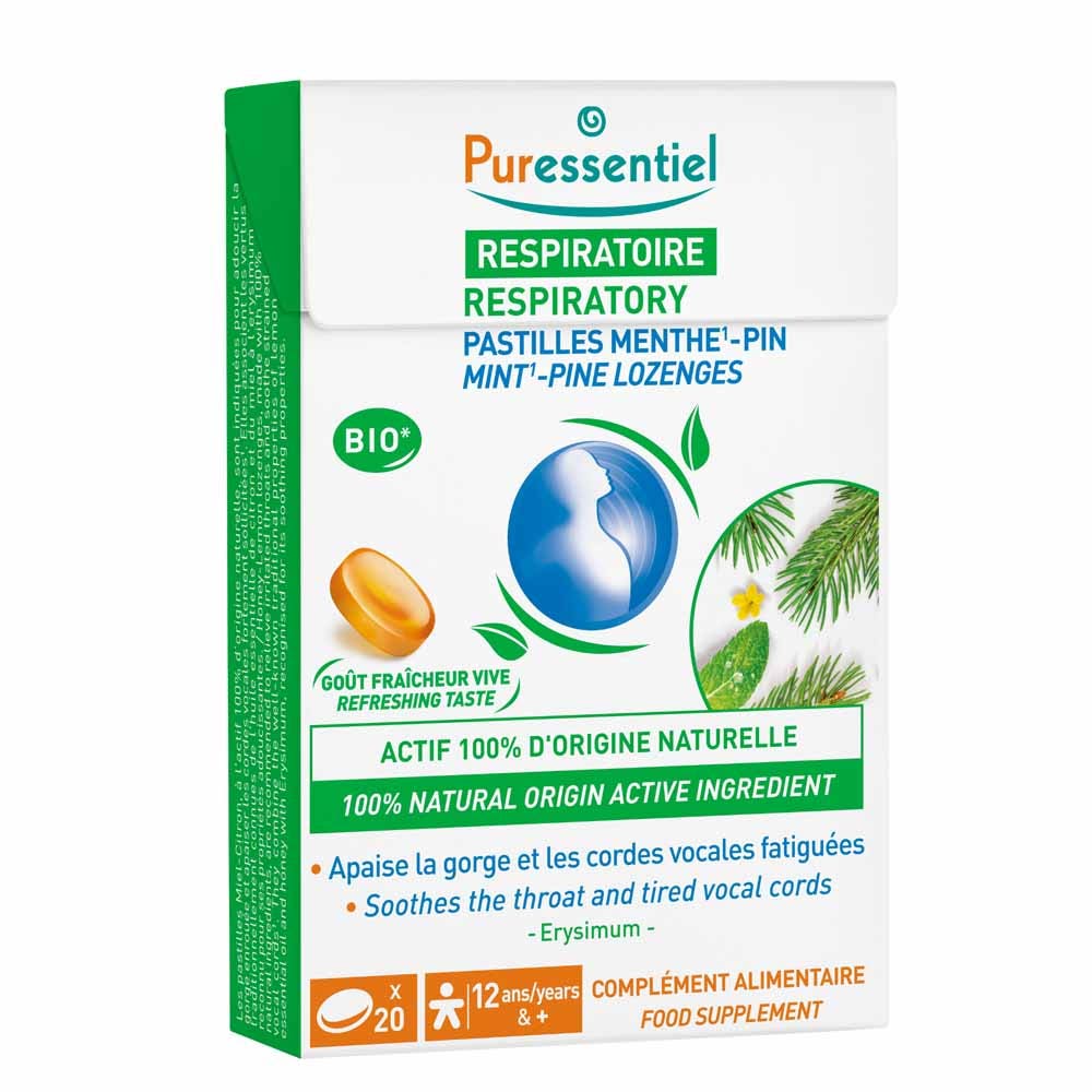 Puressentiel Respirazione Pastiglie per la respirazione della gola Pino menta x20