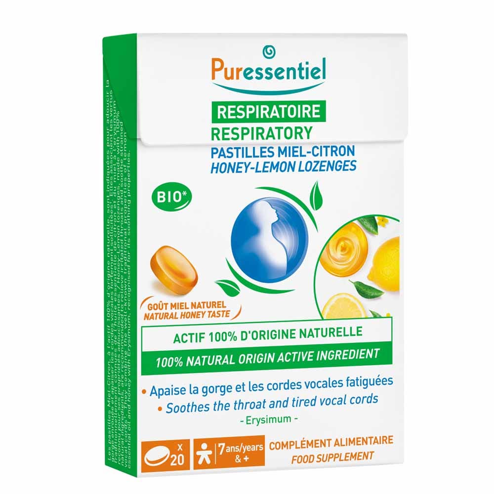 Puressentiel Respirazione Pastiglie per la respirazione della gola Limone x20