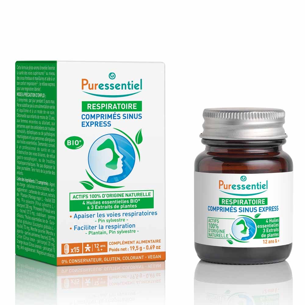 Puressentiel Respirazione Sinus Express Con oli essenziali biologici 15 compresse