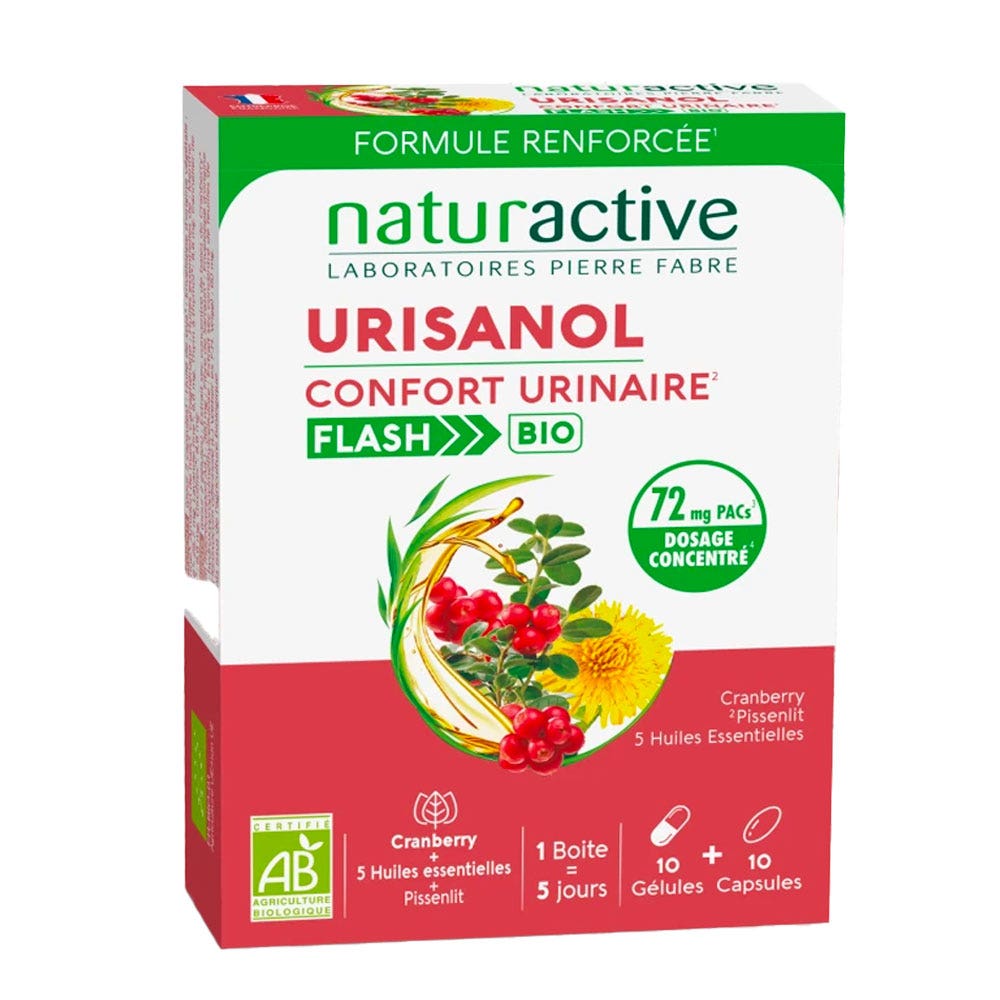 Naturactive Urisanol Flash bio per il comfort urinario 10 capsule + 10 capsule