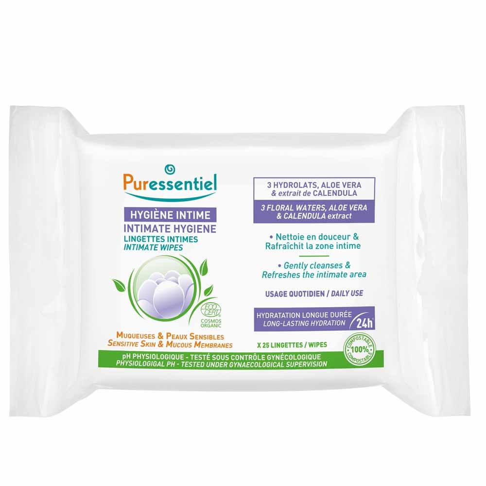 Puressentiel Igiene intima Salviette intime quotidiane biologiche Pelle Sensibile x25