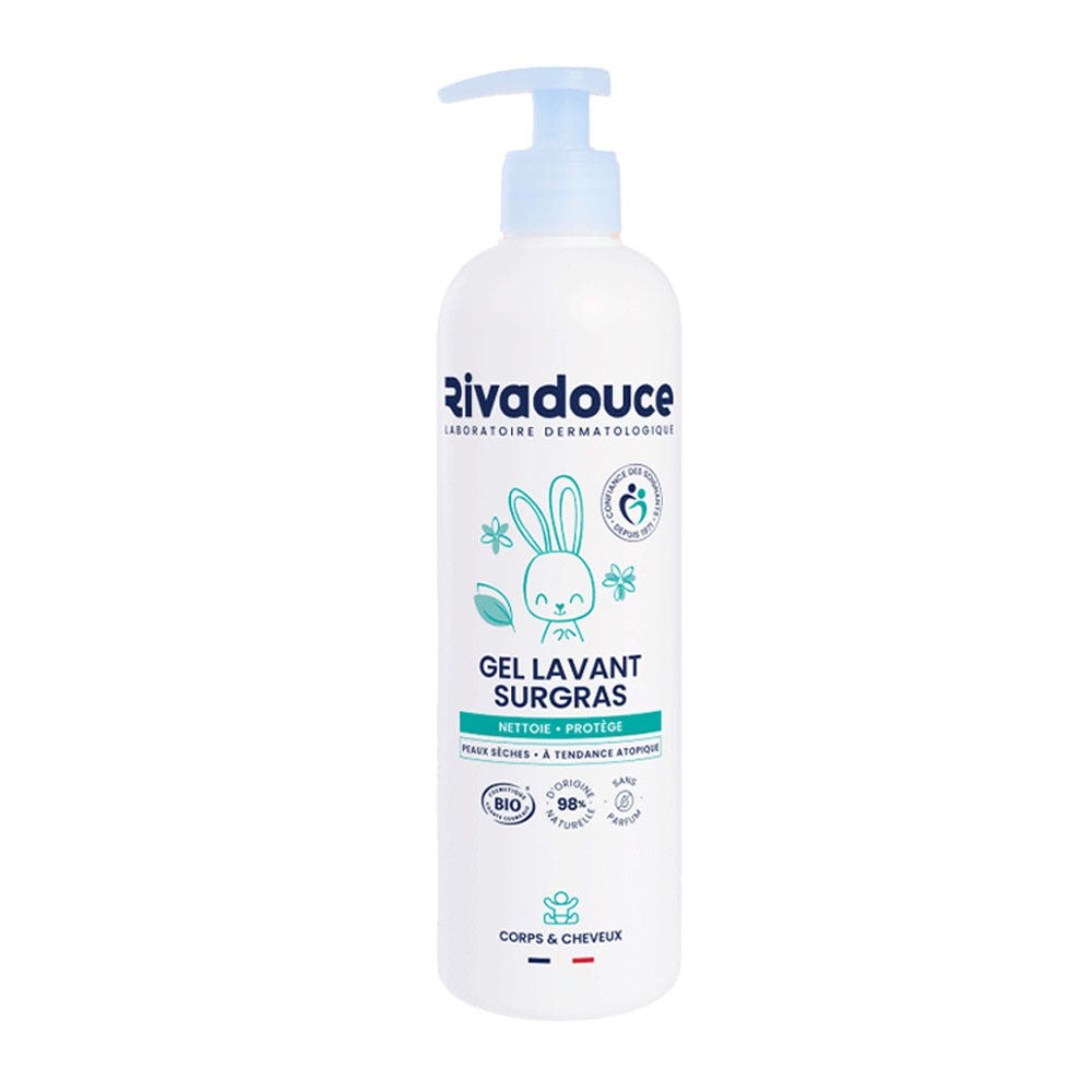 Rivadouce Bebè Gel detergente surgrasso non profumato bio Corpo e Capelli 500 ml