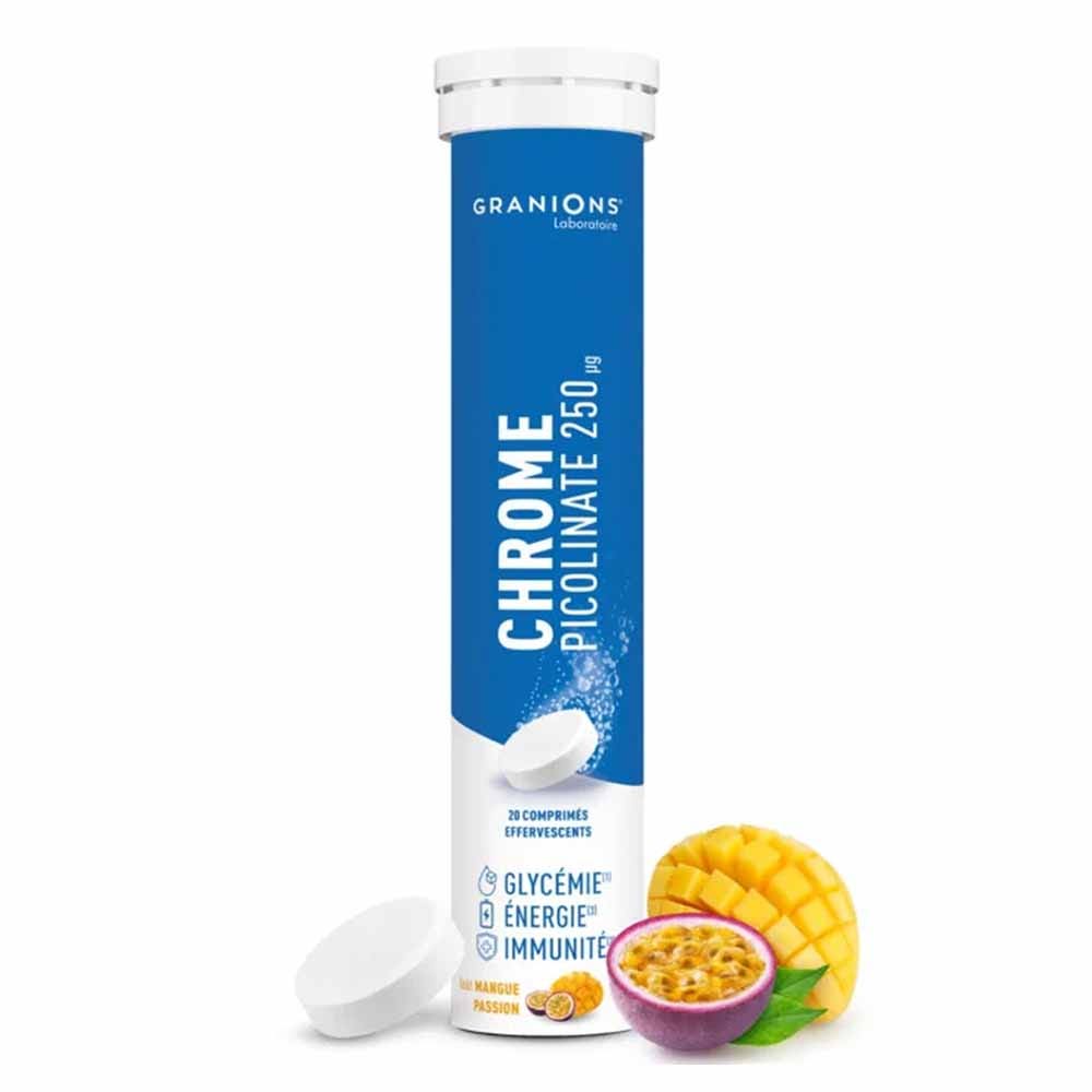 Granions Picolinato di cromo 250 mg gusto mango passione 20 compresse effervescenti