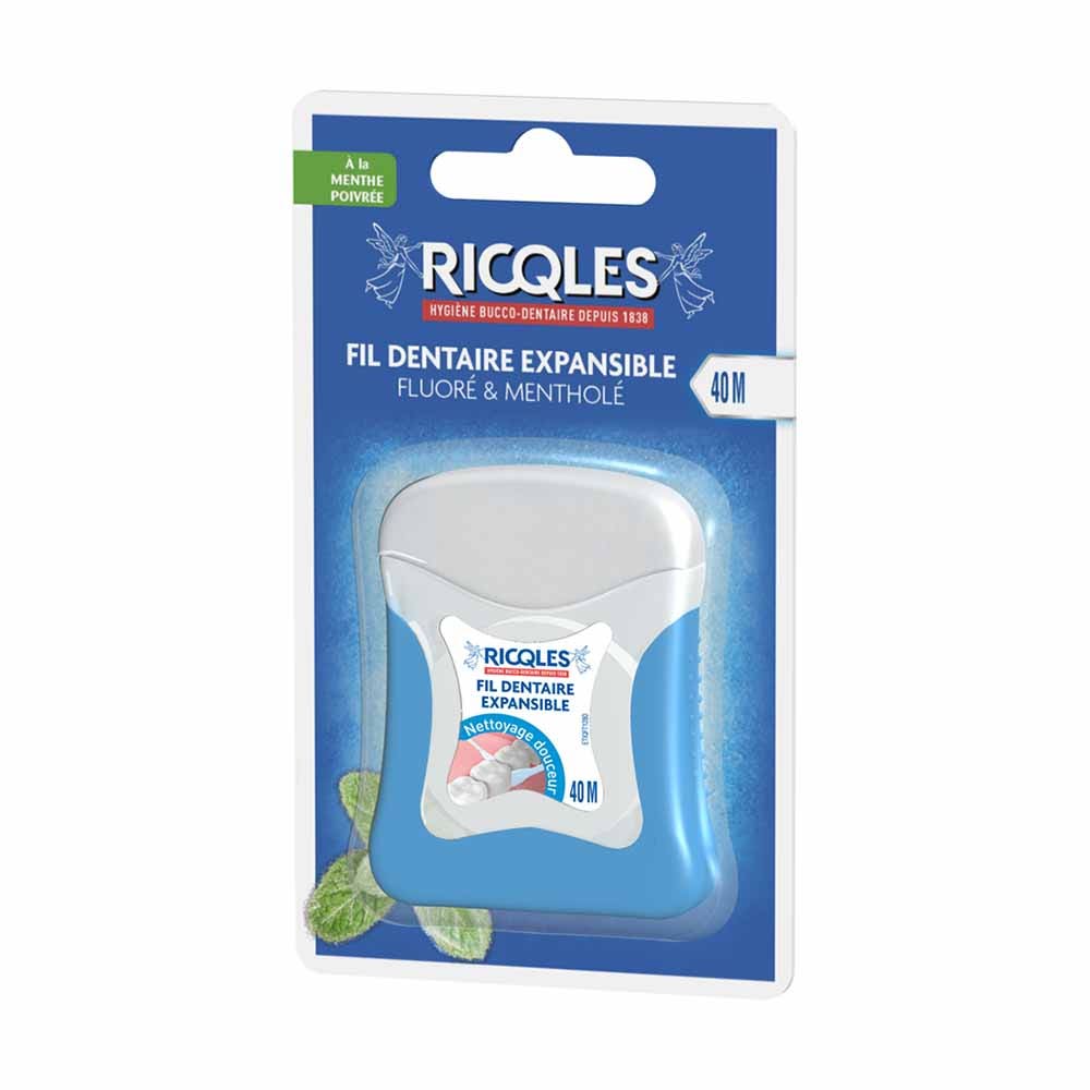 Ricqles Filo dentale espandibile 40 m Gusto di menta
