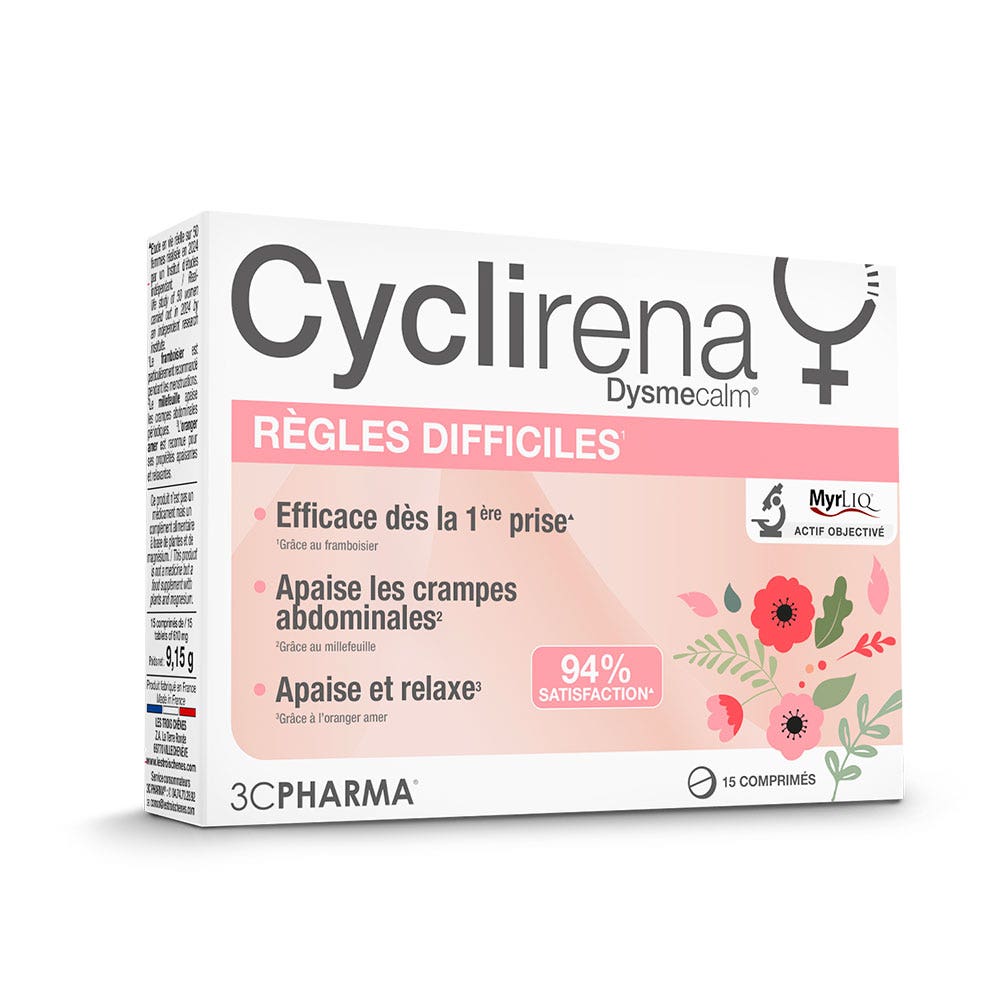 3C Pharma Cyclirena Règles difficiles 15 compresse