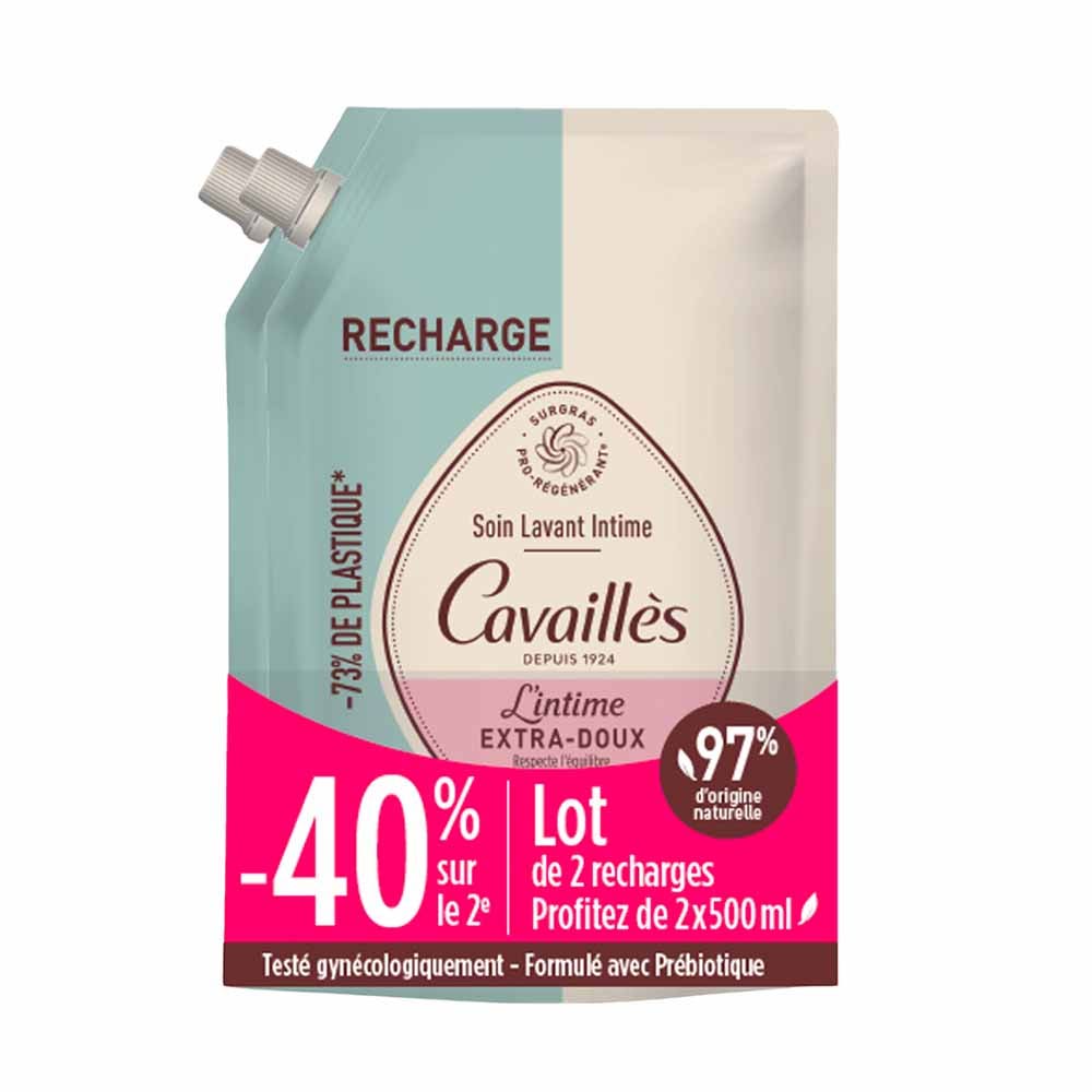 Cavaillès Secchezza intima Ricarga Eco Gel Detergente Extra Delicato 2 x 500 ml