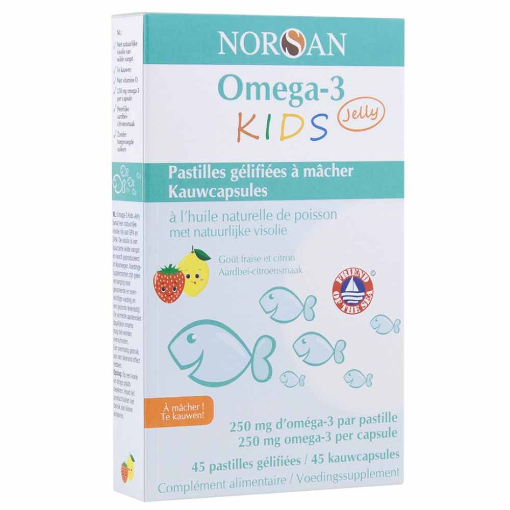 Norsan Gelatine Oméga 3 gusto fragola limone da masticare 45 compresse
