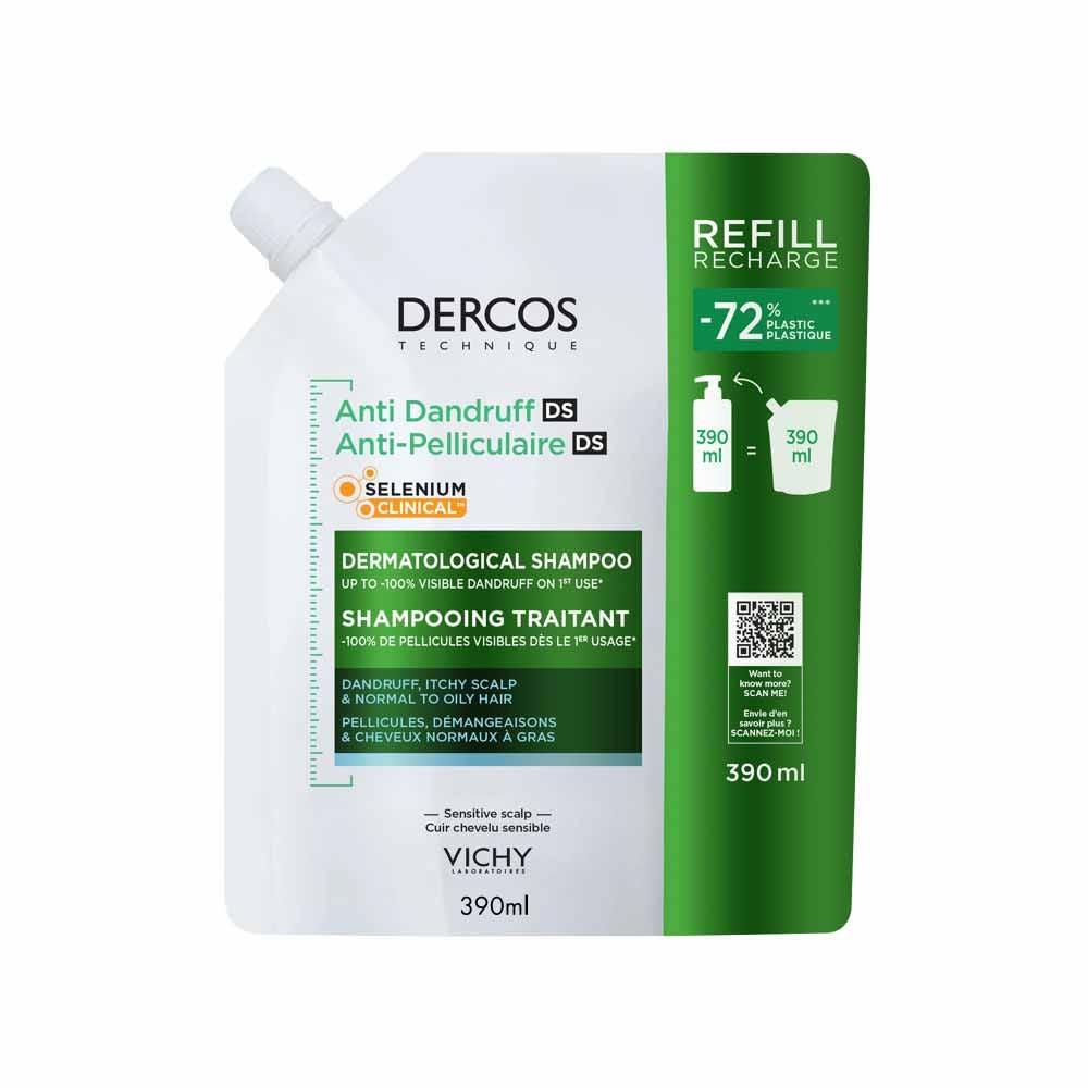 Vichy Dercos Ricarica eco shampoo antipellicolare trattante forfora e prurito Capelli da normali a grassi 390 ml