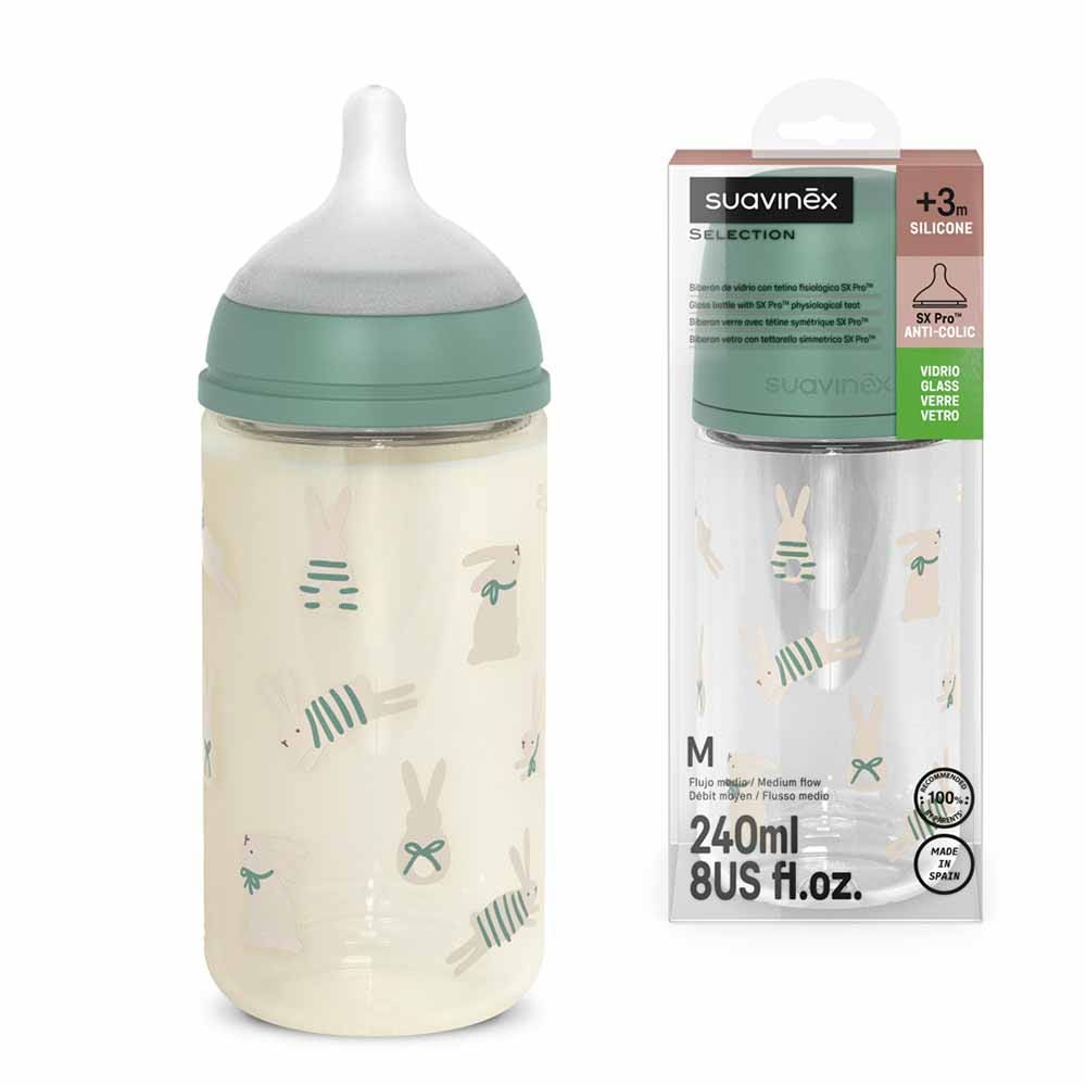 Suavinex SxPro Biberon di vetro 3 mesi e più 240 ml