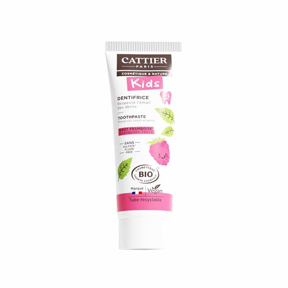 Cattier Dentifricio Kids bio 2-6 anni gusto lampone 50ml