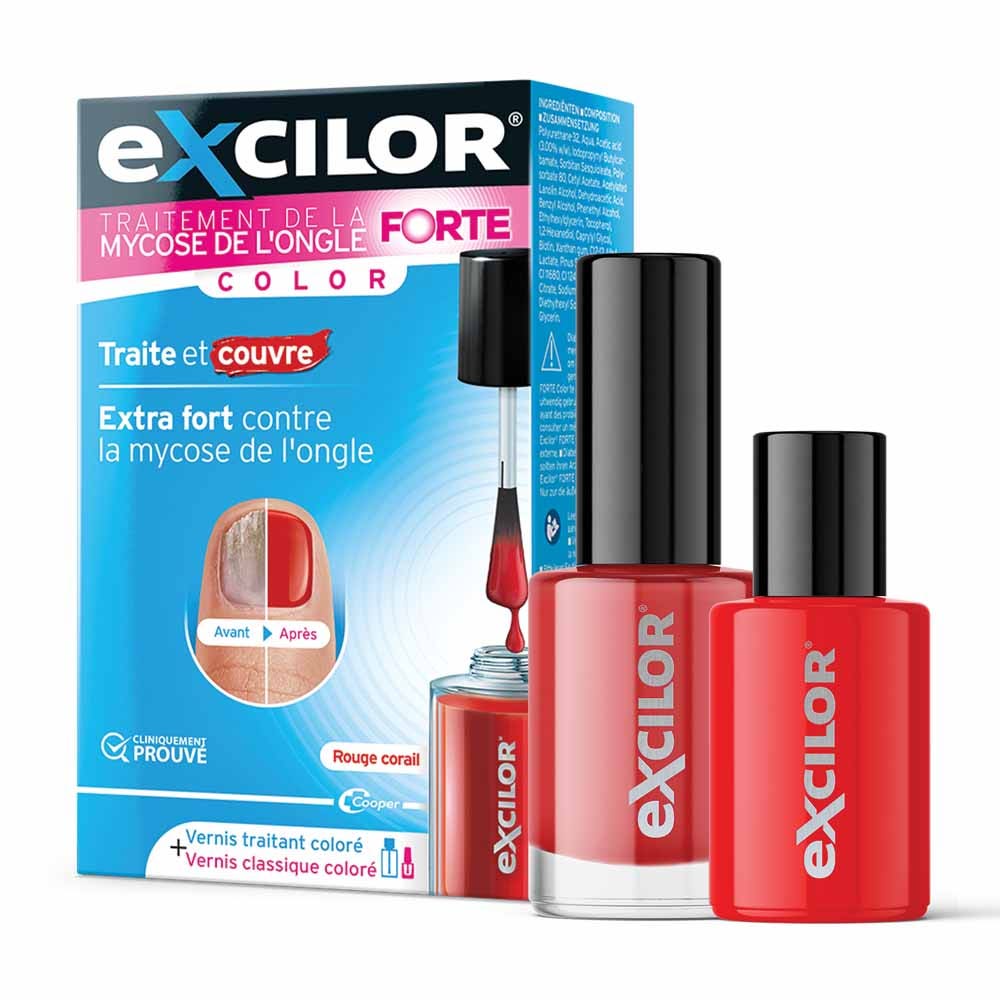 Excilor Trattamento dei funghi delle unghie Colorazione Forte Rosso Corallo 30ml