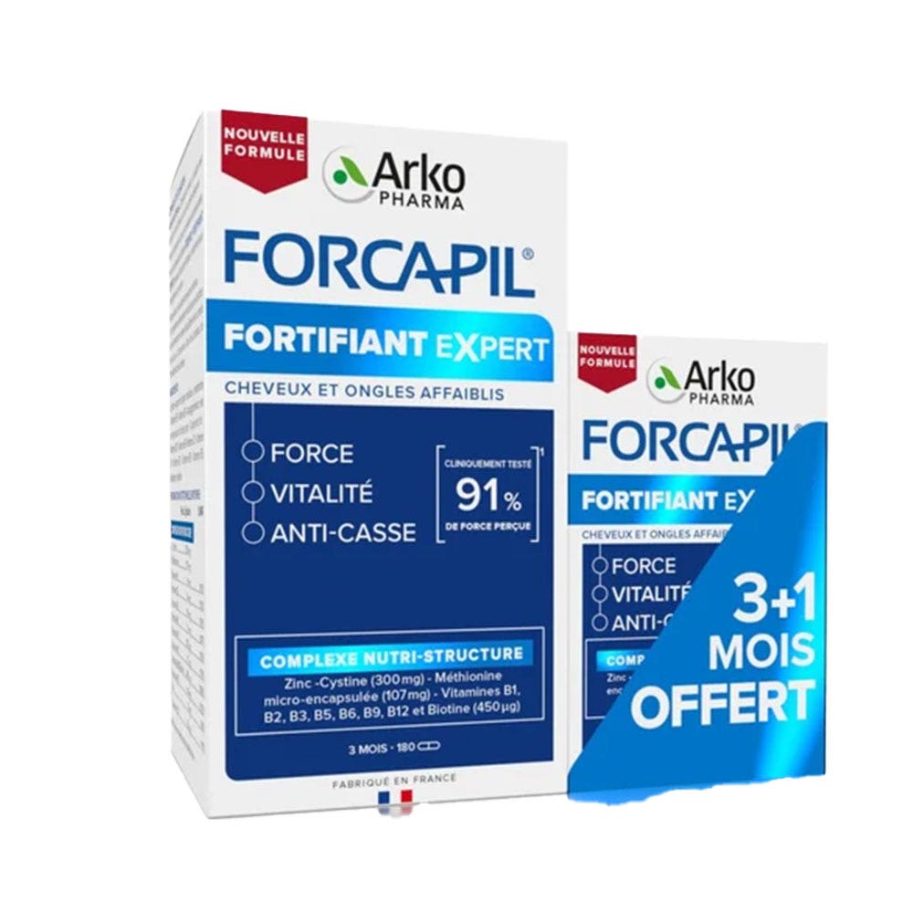 Arkopharma Forcapil Fortificante Expert forza vitalità anti-doppia punta per capelli e unghie indeboliti 180 + 60 Capsule