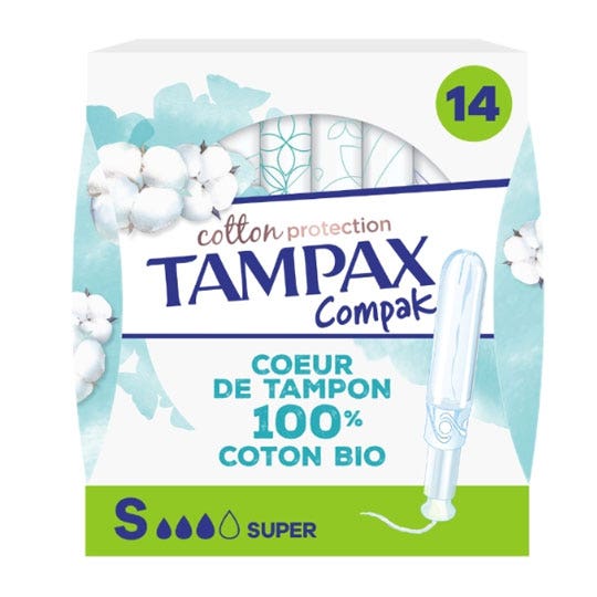 Tampax Tampons Compak Cotton protezione Super in cotone bio 14 unità