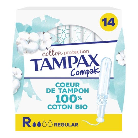 Tampax Compak Cuscinetti di protezione del flusso in cotone Regulier Cotone biologico x14