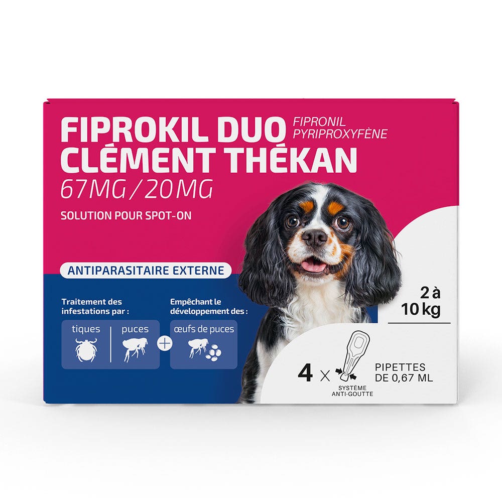 Clement-Thekan Fiprokil Duo antipulci e antizecche per cani 2–10 kg 0.67ml x4 pipette