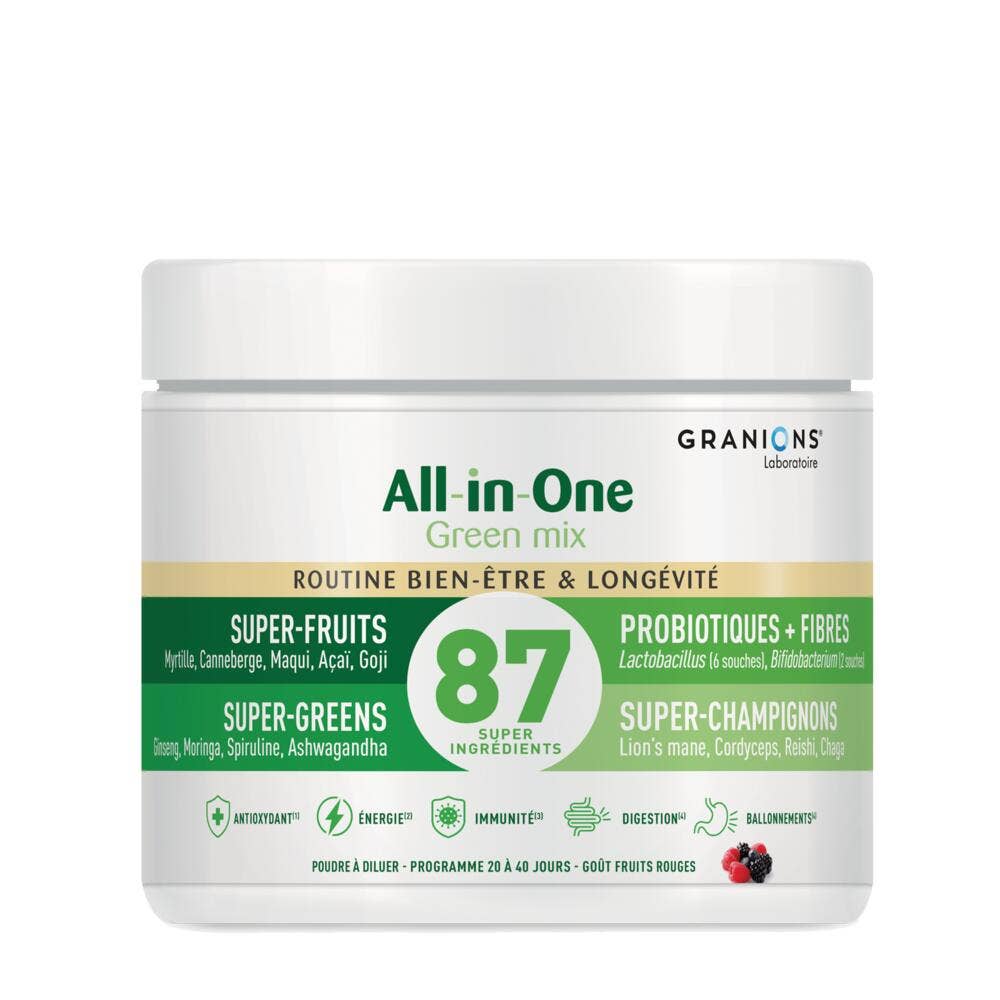 Granions All-in-One Benessere e longevità con lampone e kiwi 146 g