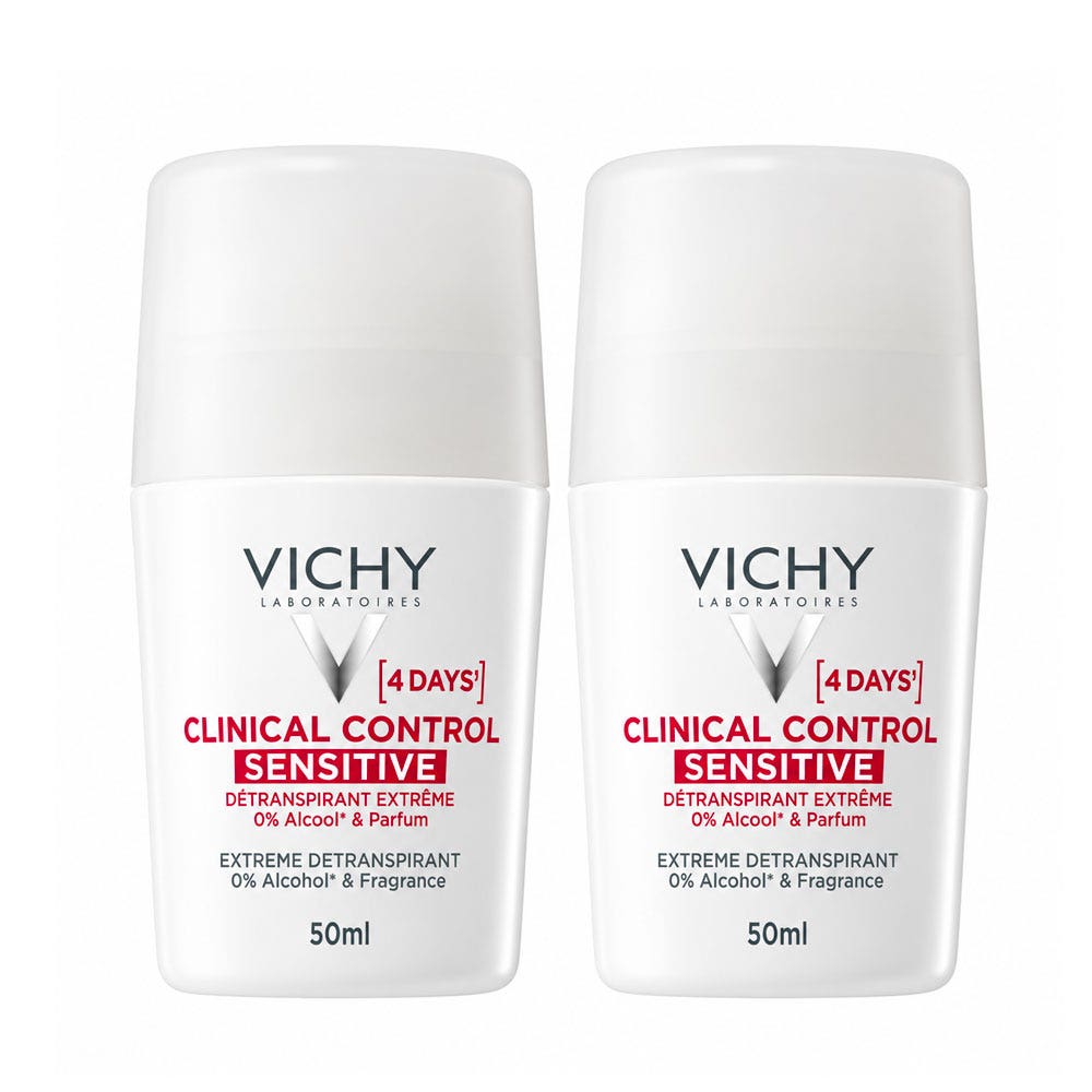 Vichy Clinical Control Antitraspirante estremo roll-on Sensitive per pelli sensibili 2 x 50 ml