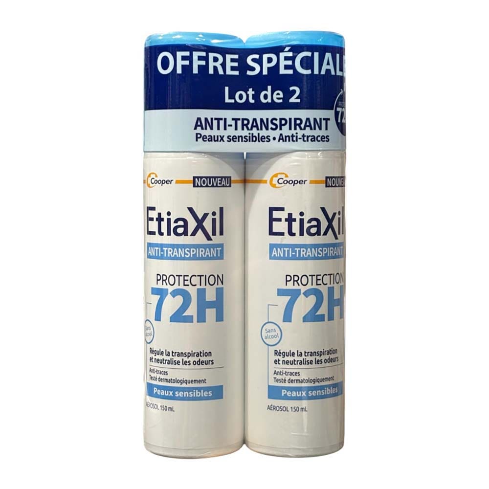 Etiaxil Anti-traspirante Deodorante spray protezione 72h per pelli sensibili 2 x 150 ml