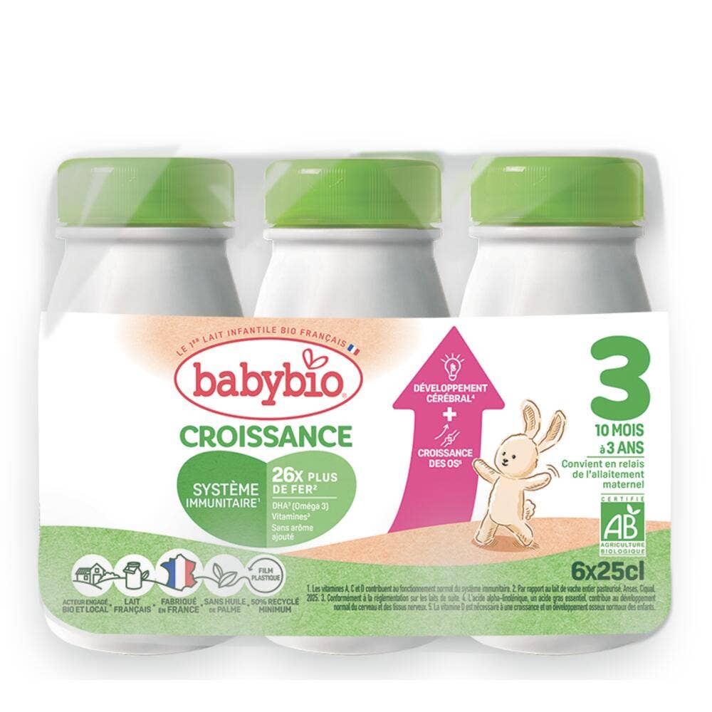 Babybio Lait Croissance Bio Dès 10 Mois 6x25cl