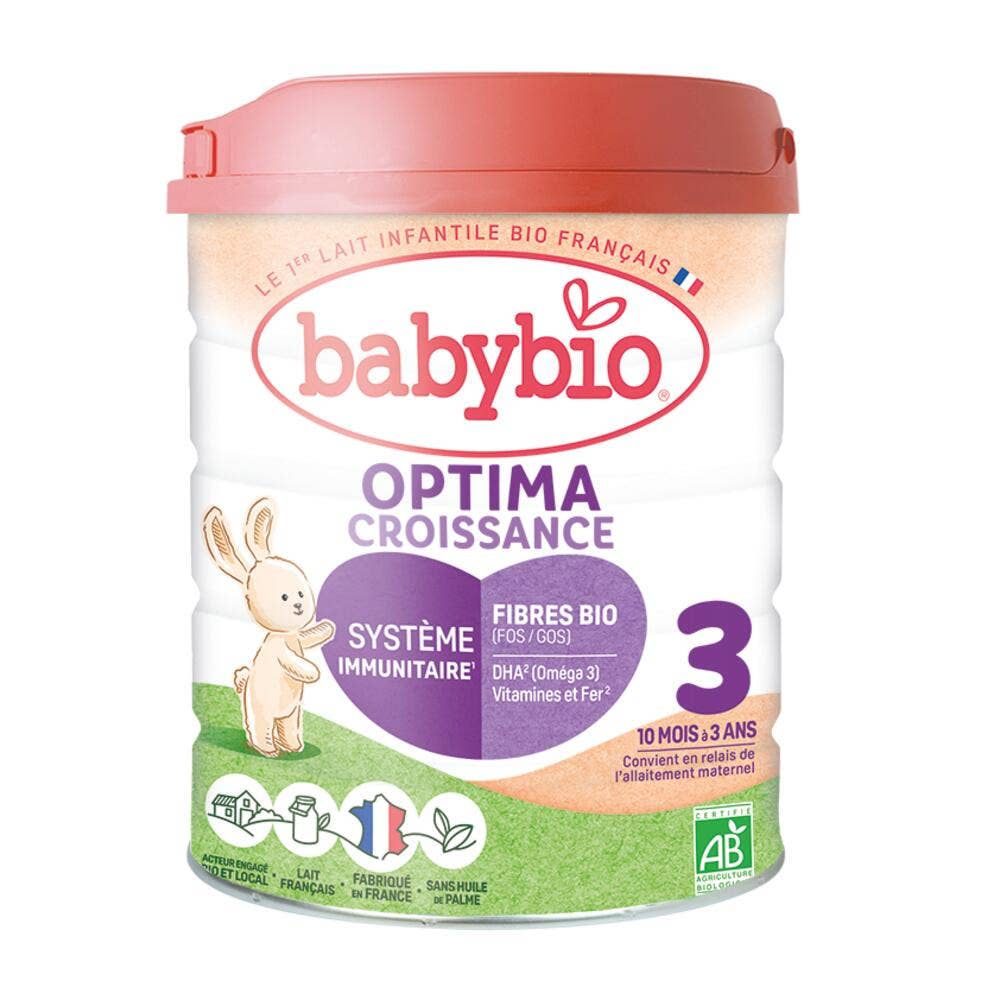 Babybio Latte per l'Infanzia Optima 3 Latte di crescita in polvere 10 mesi a 3 anni 800g