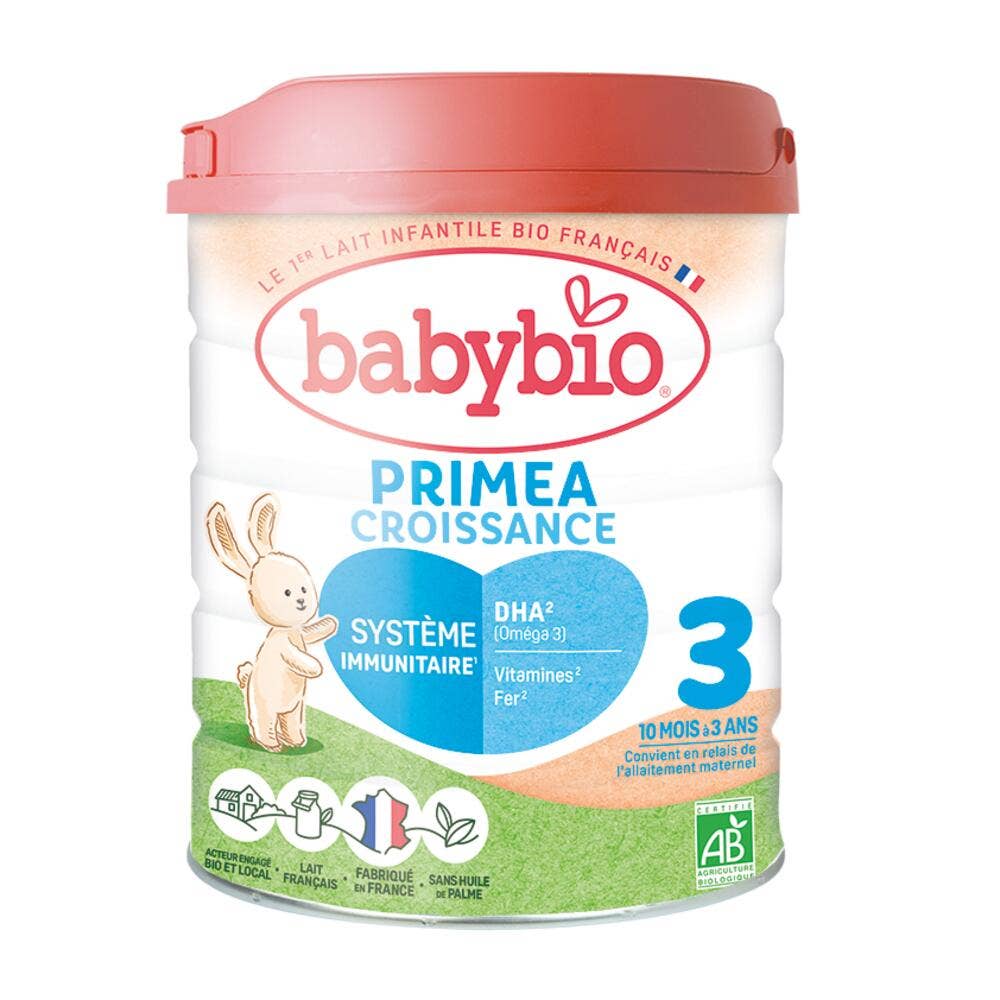 Babybio Latte per l'Infanzia Primea 3 Latte di crescita bio in polvere da 10 mesi a 3 anni De 10 Mois A 3 Ans 800g