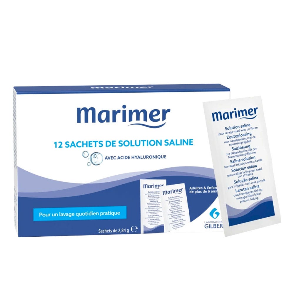 Marimer Ricariche di soluzione salina per kit di lavaggio nasale 12 bustine