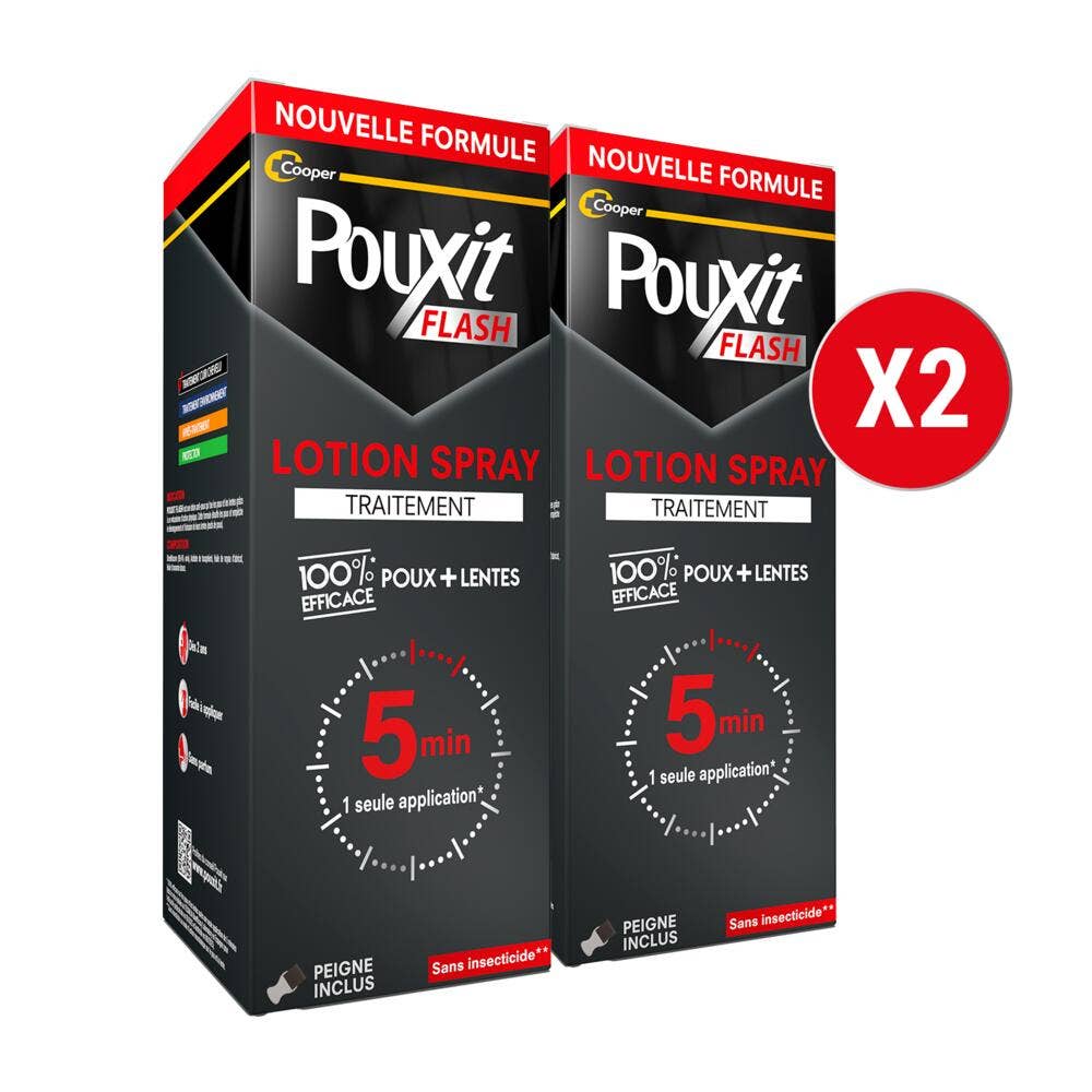 Pouxit Flash Trattamento antipidocchi e lendini 2 x 150 ml