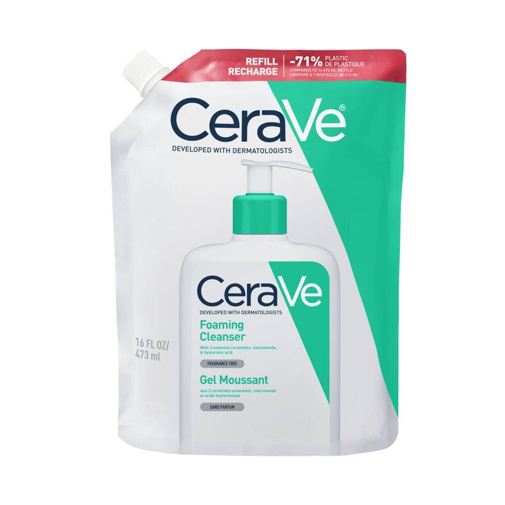 Cerave Detergente Viso Ricarica gel detergente schiumogeno per viso e collo per pelli da normali a grasse 473 ml