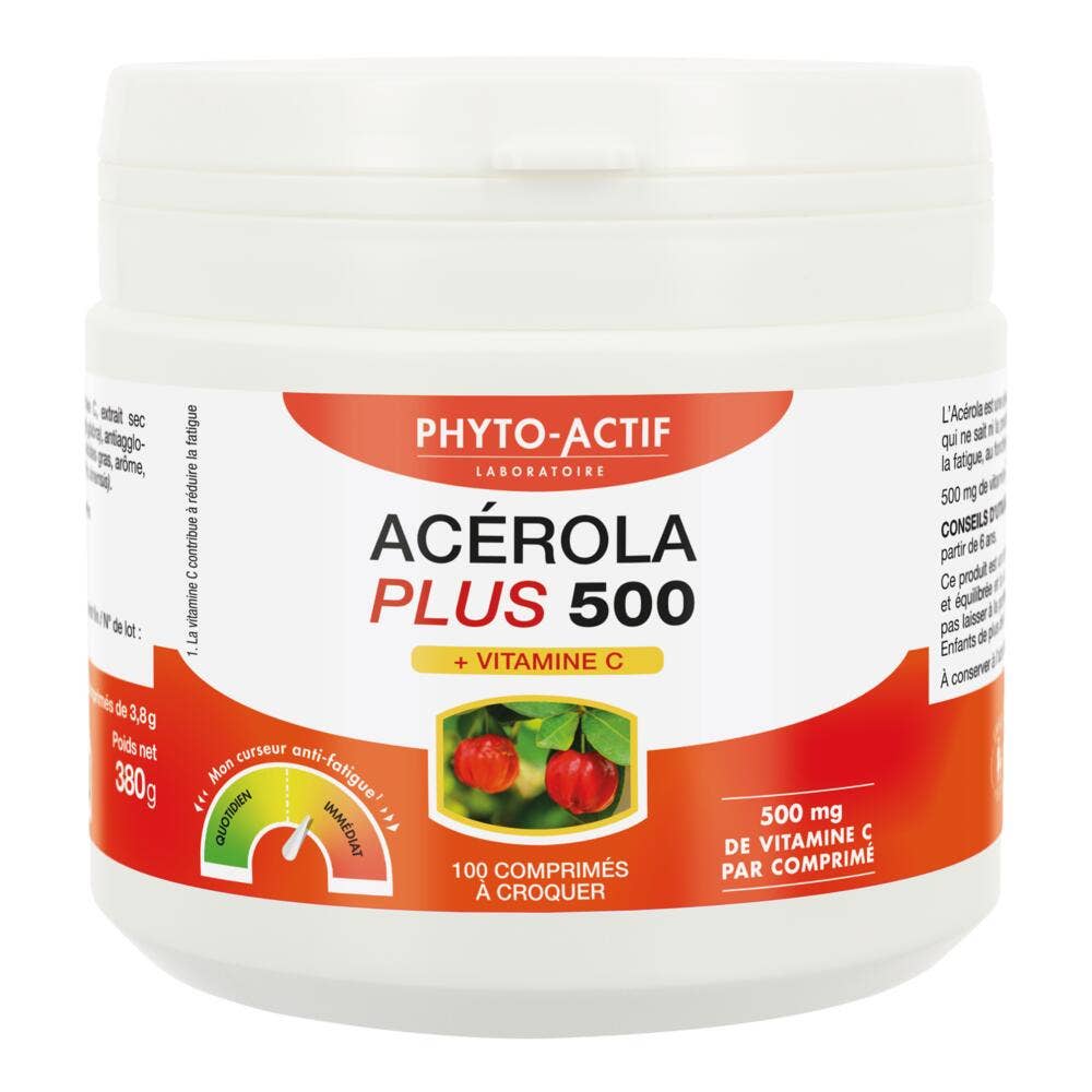 Phyto-Actif Acerola Plus 500 + Vitamina C 100 compresse