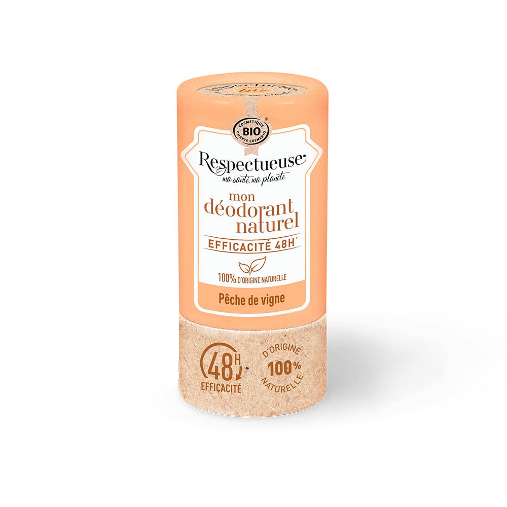 Respectueuse Deodorante stick naturale 48 ore al profumo di pesca di vite 50 g