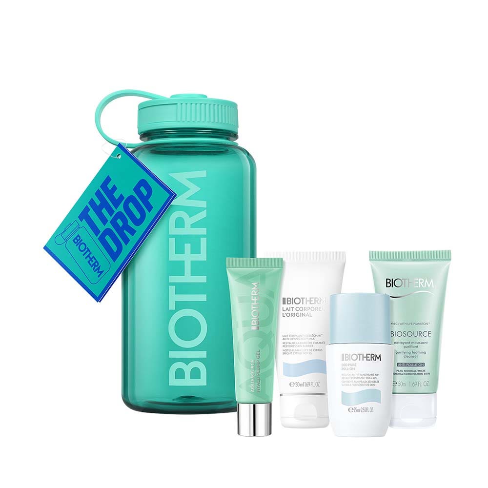Biotherm Drop Collection Gli essenziali per l'idratazione con borraccia verde per viso e corpo