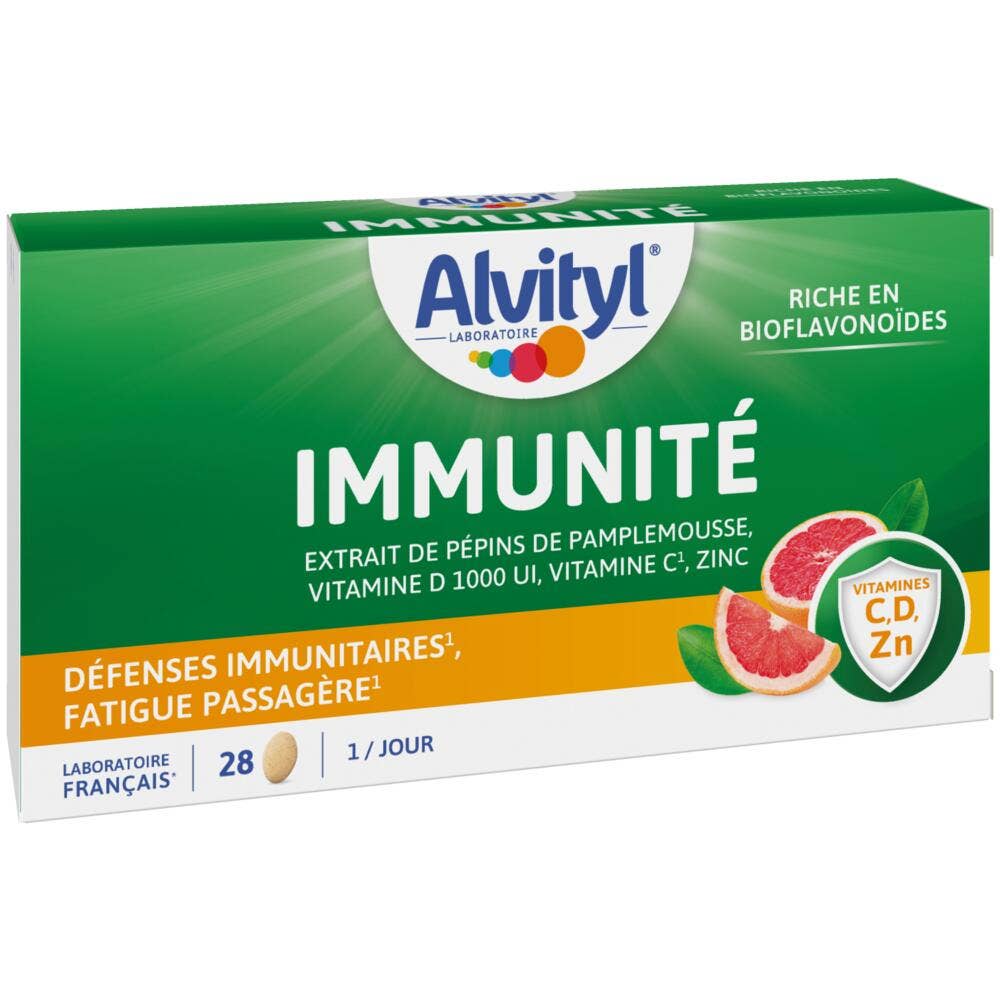 Alvityl Immunità con vitamine D, C, zinco ed estratto di semi di pompelmo 28 compresse