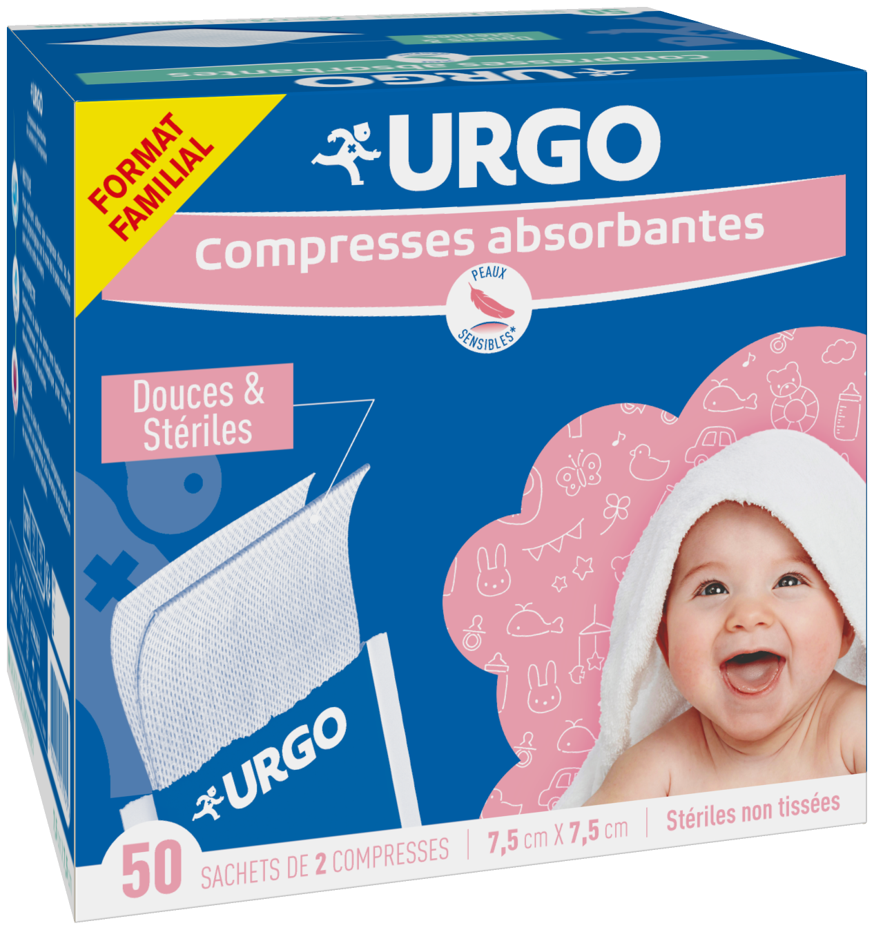 Urgo Compresse assorbenti morbide e sterili 7,5 x 7,5 cm x50