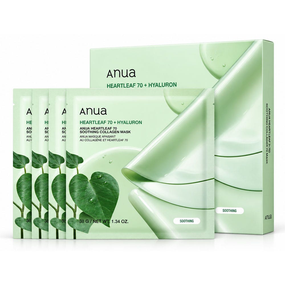 Anua Heartleaf 70 Soothing Collagen Mask 4 maschere