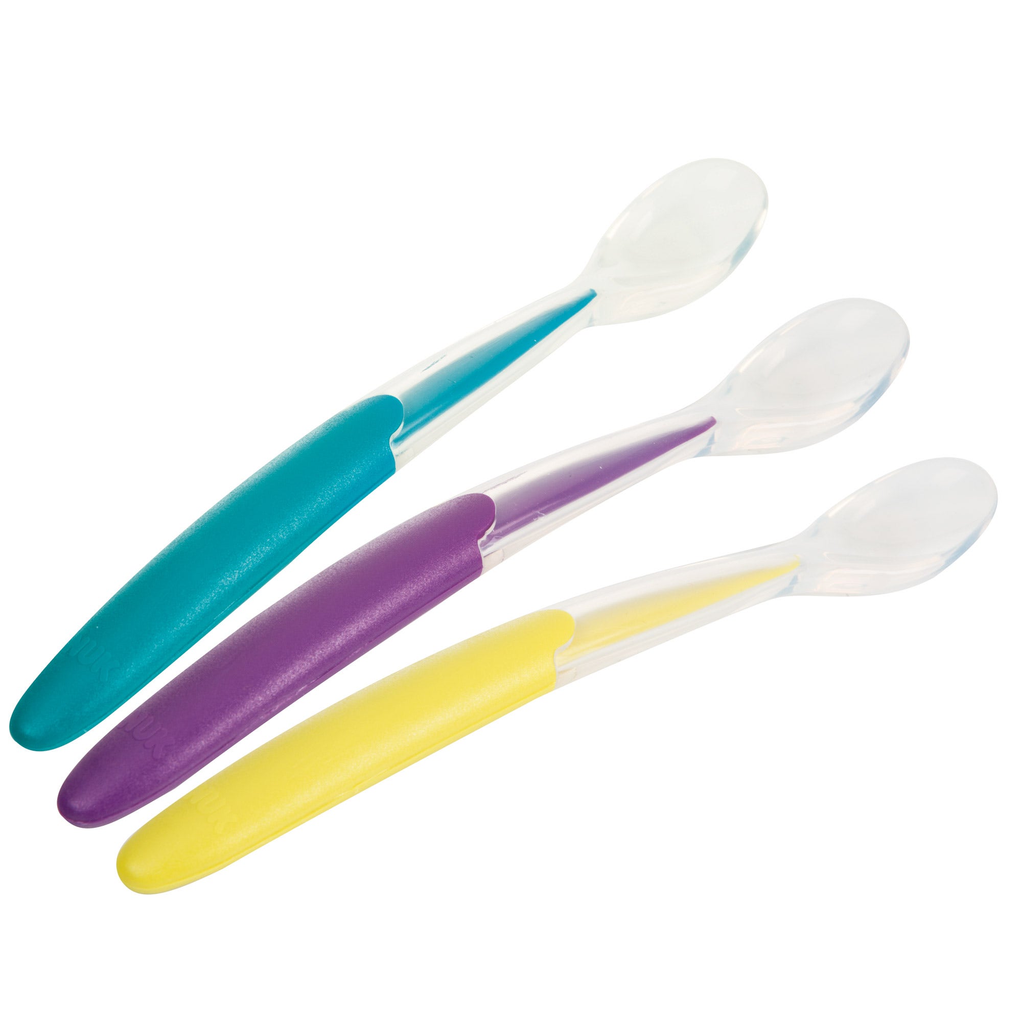 Nuk Set di 3 cucchiai in silicone morbido da 6 mesi e oltre