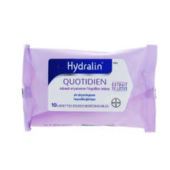 Hydralin Quotidien Salviette delicate all'estratto di loto 10 Salviette
