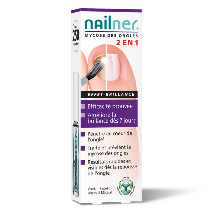 Nailner 2 En 1 Mycose Des Ongles Vernis Pinceau Effet Brillance 5ml Nailner