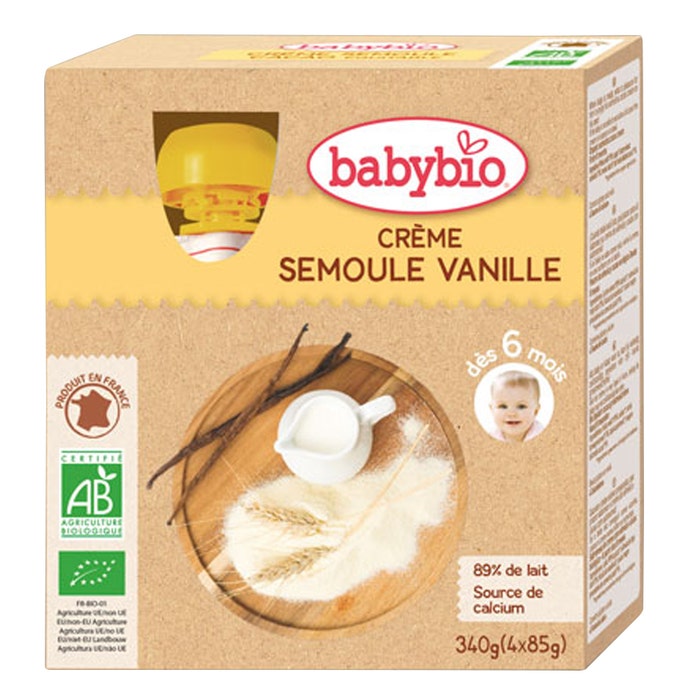 6 mesi Zucca da dessert biologica di semola di Crema alla vaniglia Latticini 4x85g Babybio