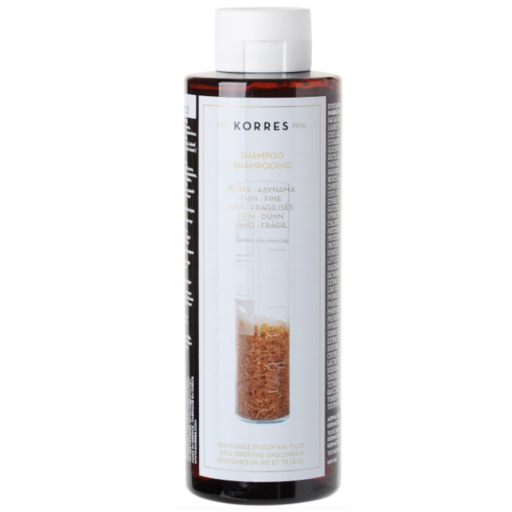 Korres Shampoo con proteine di riso e tiglio per capelli fini e privi di volume 250ml