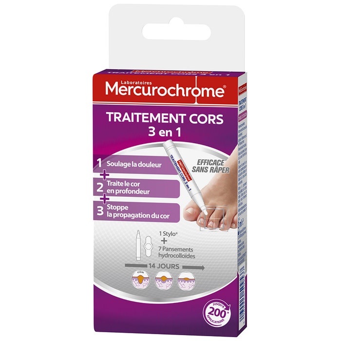 Mercurochrome Trattamento per mais 3 in 1 con penna e 7 medicazioni 4ml