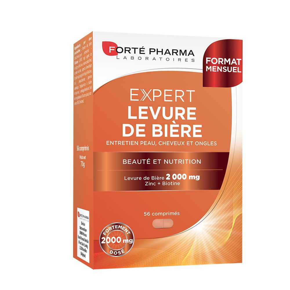 Forté Pharma Cura dei Capelli Lievito di birra per capelli, unghie e pelle arricchito con zinco e biotina 56 compresse