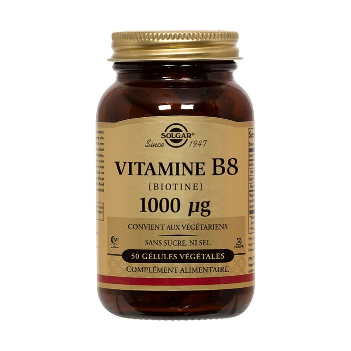 Solgar Vitamine B8 Biotina 1000 Microg 50 Gelule Biotine Beauté Peau, Cheveux