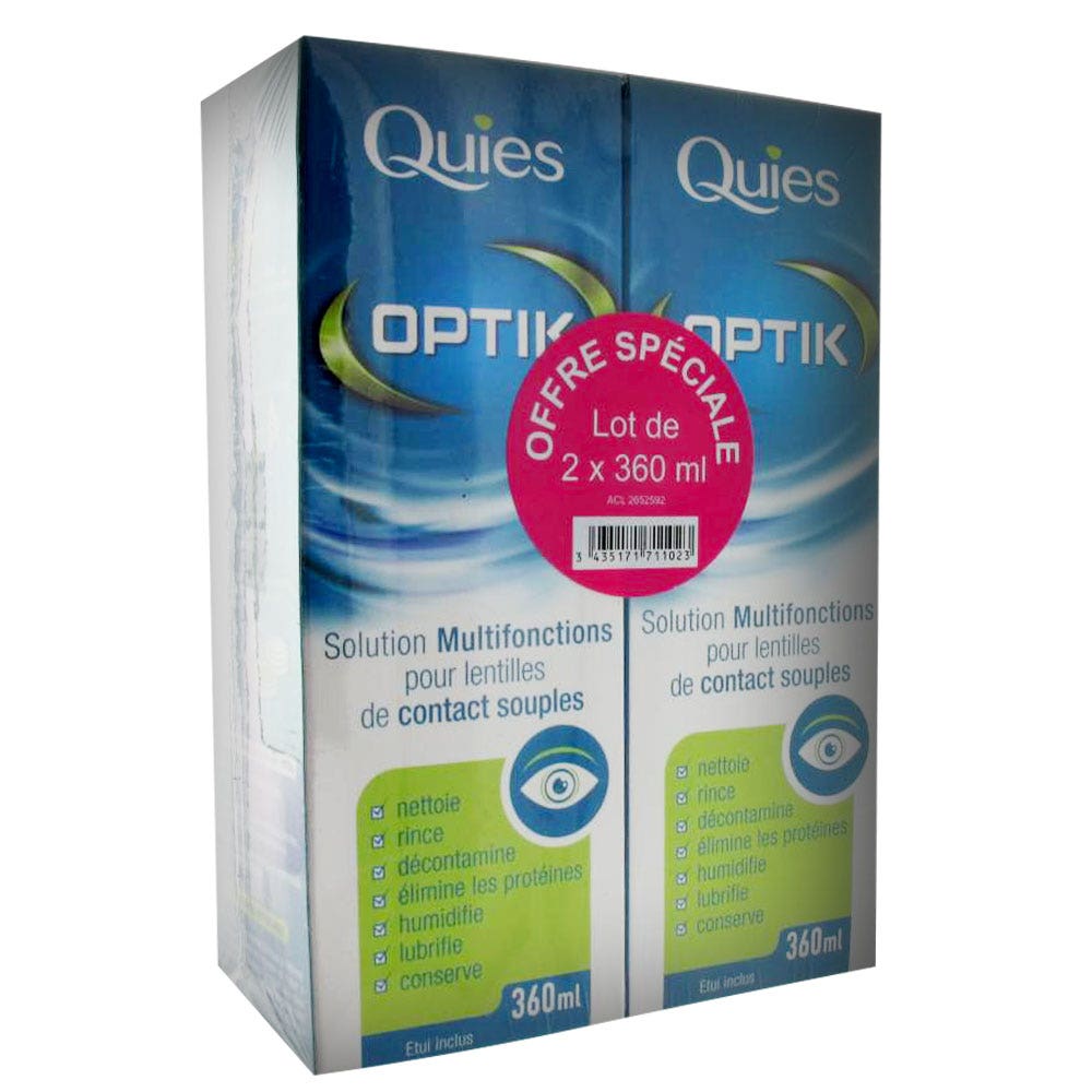 Quies Soluzione Optik per lenti a contatto morbide 2x360ml