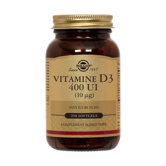 Solgar Vitamine D3 400ui 250 Capsule Défenses immunitaires